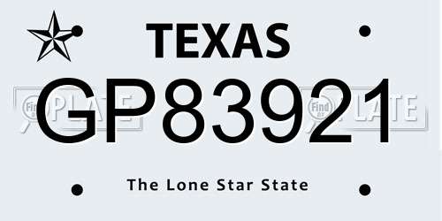GP83921 Texas License Plate