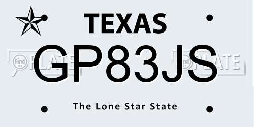 GP83JS Texas License Plate