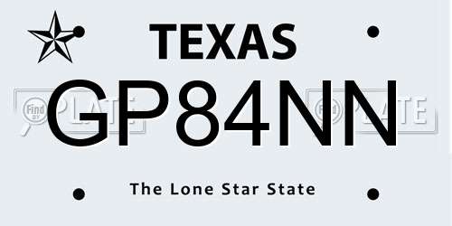 GP84NN Texas License Plate