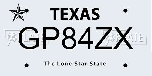 GP84ZX Texas License Plate