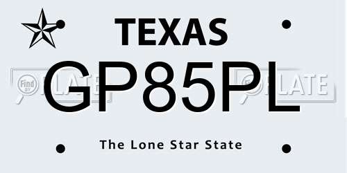 GP85PL Texas License Plate