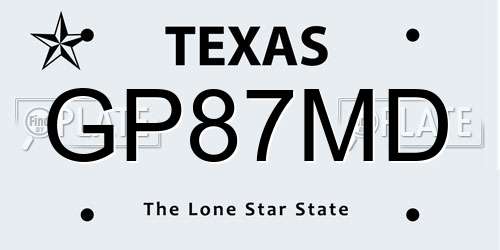 GP87MD Texas License Plate