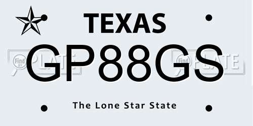GP88GS Texas License Plate