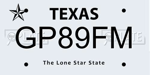 GP89FM Texas License Plate