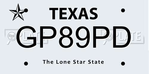 GP89PD Texas License Plate
