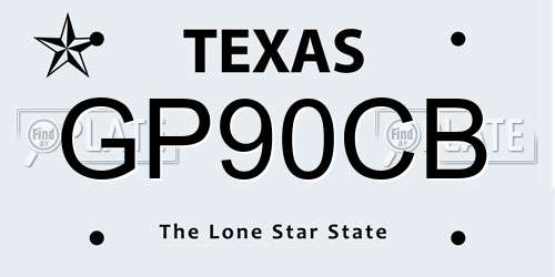 GP90CB Texas License Plate