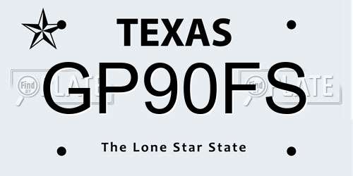 GP90FS Texas License Plate