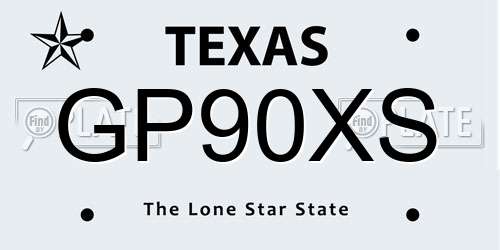 GP90XS Texas License Plate