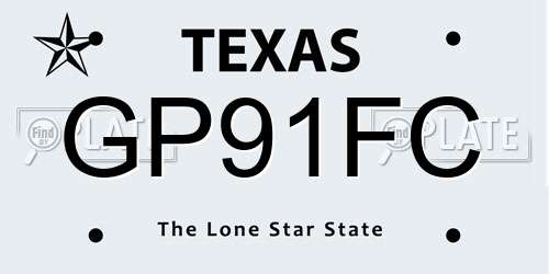 GP91FC Texas License Plate