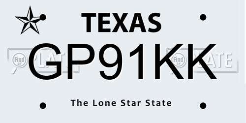 GP91KK Texas License Plate