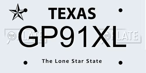 GP91XL Texas License Plate