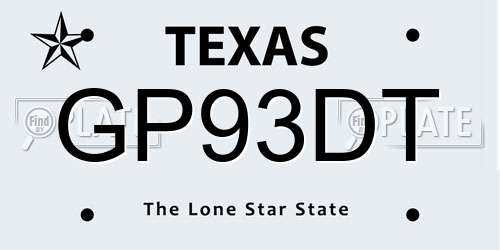 GP93DT Texas License Plate
