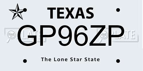 GP96ZP Texas License Plate