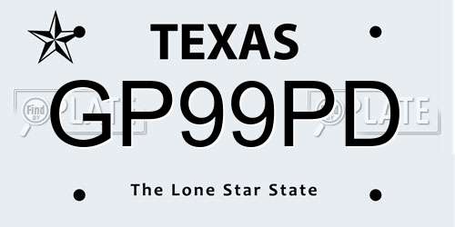 GP99PD Texas License Plate