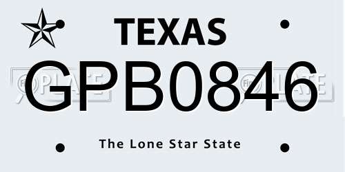GPB0846 Texas License Plate