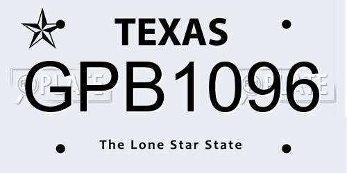 GPB1096 Texas License Plate