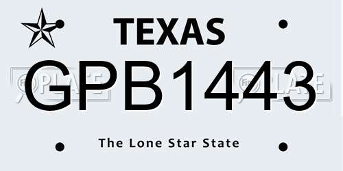 GPB1443 Texas License Plate
