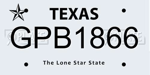 GPB1866 Texas License Plate