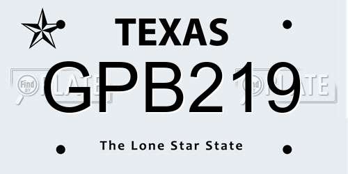GPB219 Texas License Plate
