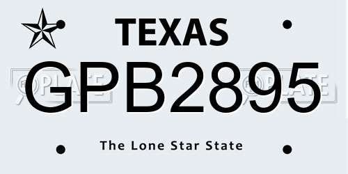 GPB2895 Texas License Plate