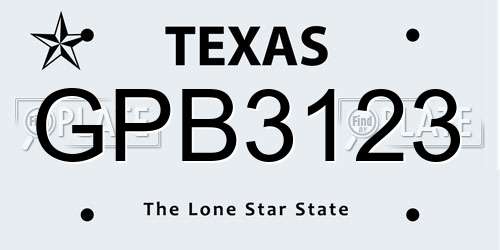 GPB3123 Texas License Plate