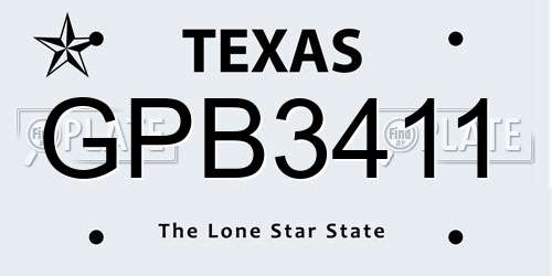 GPB3411 Texas License Plate