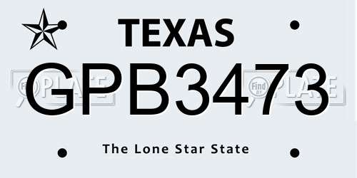 GPB3473 Texas License Plate