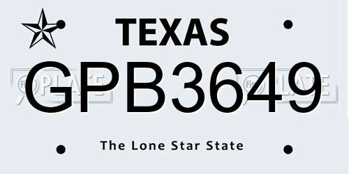 GPB3649 Texas License Plate