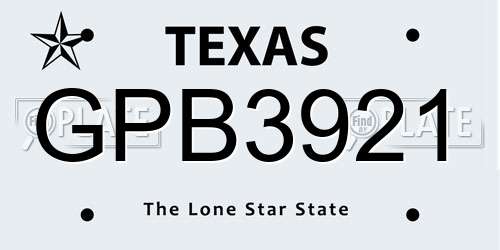 GPB3921 Texas License Plate