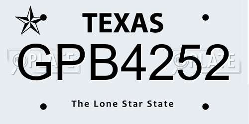 GPB4252 Texas License Plate