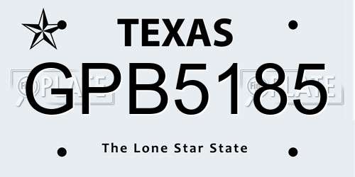 GPB5185 Texas License Plate