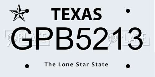 GPB5213 Texas License Plate