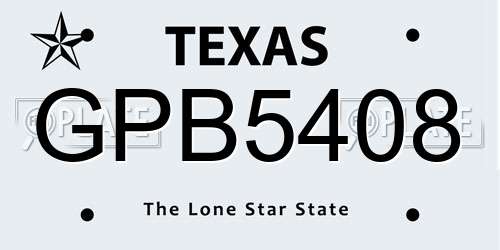 GPB5408 Texas License Plate