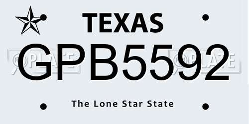 GPB5592 Texas License Plate