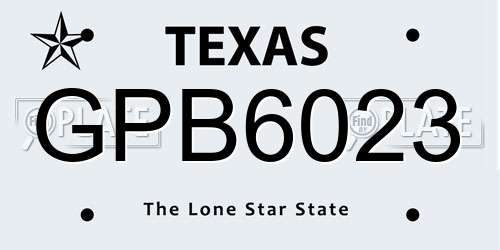 GPB6023 Texas License Plate