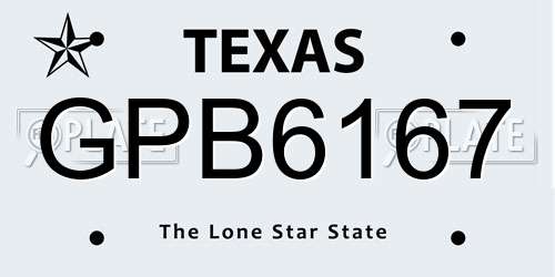 GPB6167 Texas License Plate