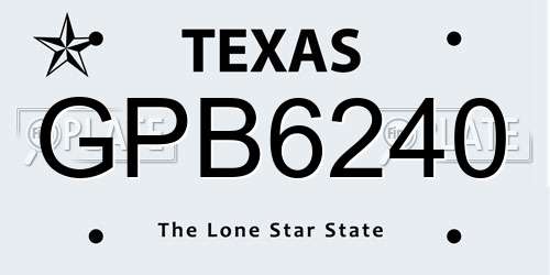 GPB6240 Texas License Plate