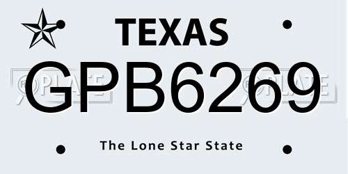 GPB6269 Texas License Plate