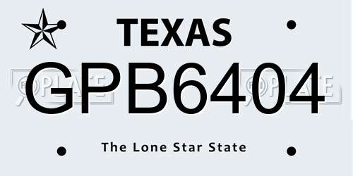 GPB6404 Texas License Plate