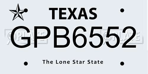 GPB6552 Texas License Plate