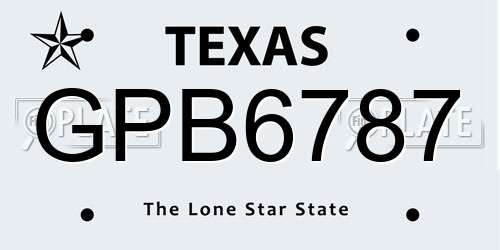 GPB6787 Texas License Plate