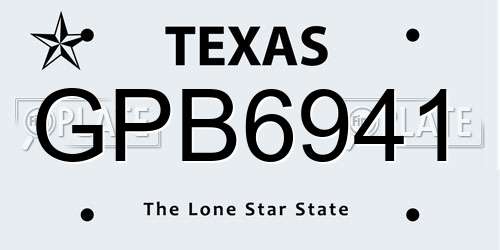GPB6941 Texas License Plate