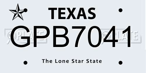 GPB7041 Texas License Plate