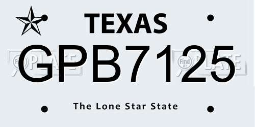 GPB7125 Texas License Plate