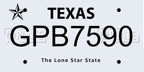 GPB7590 Texas License Plate