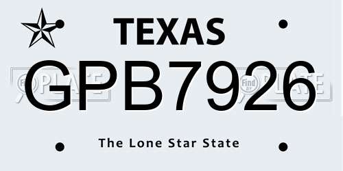 GPB7926 Texas License Plate