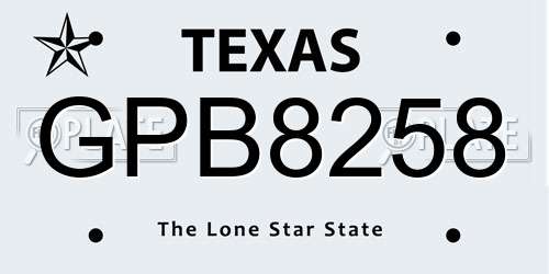 GPB8258 Texas License Plate