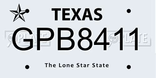 GPB8411 Texas License Plate