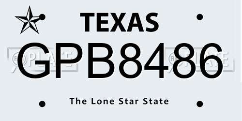 GPB8486 Texas License Plate