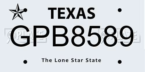 GPB8589 Texas License Plate